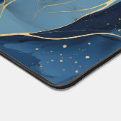 Custom Elegant Monogram Navy Blauw Wit Marmer Bureaumat (Hoek)