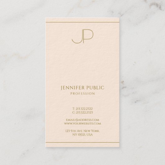 Custom Elegant Monogram Template Luxurious Thick Visitekaartje (Achterkant)