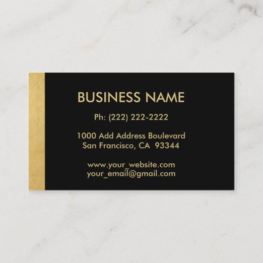 Custom Elegant Monogrammed Goud Zwart Initiaal 'B' Visitekaartje (Achterkant)