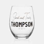 Custom Elegant Nieuw Weds Bruiloft Jubileum Gift Wijnglas Zonder Voet (Voorkant)