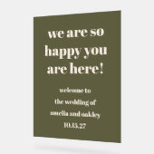 Custom Elegant Olijfgroen Aardse bruiloft Welkom Acryl Bord (Hoek)