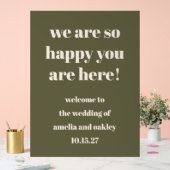 Custom Elegant Olijfgroen Aardse bruiloft Welkom Acryl Bord (Huwelijk)