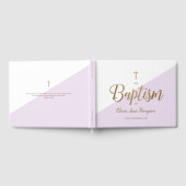Custom Elegant Paarse gouden kruis Baby Doop Gastenboek (Volledig)