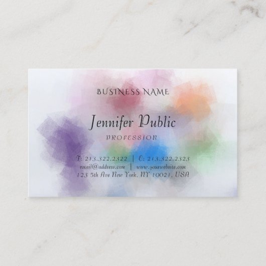 Custom Elegant Pastel Kleuren Moderne Sjabloon Visitekaartje (Achterkant)