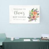 Custom Elegant Perzik Waterverf Floral Baby shower Spandoek (Beurs)