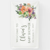 Custom Elegant Perzik Waterverf Floral Baby shower Spandoek (Verticaal)