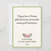 Custom Elegant Pink Poinsettia Flat Christmas Card Feestdagenkaart (Achterkant)