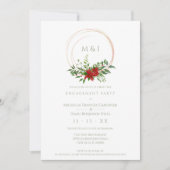 Custom Elegant Poinsettia Christmas Wedding Party Kaart (Voorkant)