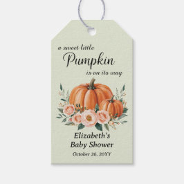 Custom Elegant Pompoen Bloemen Baby shower Cadeaulabel