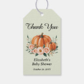 Custom Elegant Pompoen Bloemen Baby shower Cadeaulabel (Achterkant)