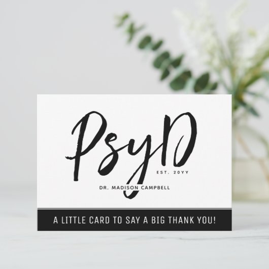 Custom Elegant PsyD Doctor in de Psychologie Bedankkaart (Staand voorkant)