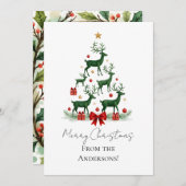 Custom Elegant Reindeer Tree Christmas Card Feestdagenkaart (Voorkant / Achterkant)