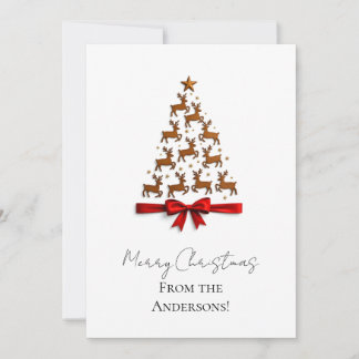 Custom Elegant Reindeer Tree Christmas Card Feestdagenkaart