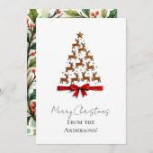 Custom Elegant Reindeer Tree Christmas Card Feestdagenkaart (Voorkant / Achterkant)