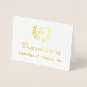Custom Elegant RN Nursing School Afstuderen Folie Kaarten