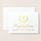 Custom Elegant RN Nursing School Afstuderen Folie Kaarten (Voorkant met envelop)