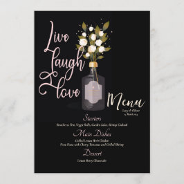 Custom Elegant, Romantisch, Zwart, Bloemen bruilof Menu