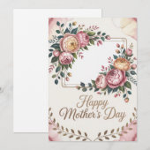 Custom Elegant Roos Lijst Moederdag Kaart (Voorkant / Achterkant)