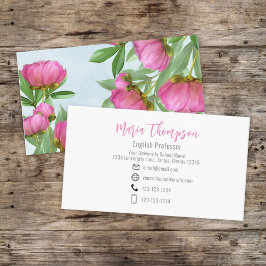 Custom Elegant Roze Bloemen Eenvoudig Professionee Visitekaartje