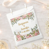 Custom Elegant Roze Bloemen Groen Bruiloft Favor Bedankzakje (Geknipt)