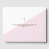 Custom Elegant Roze gouden Kruis Baby Doop Gastenboek (Achterkant)