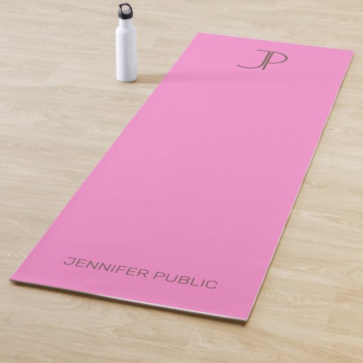 Custom Elegant Roze Monogrammed Trendy Yogamat (In situ)