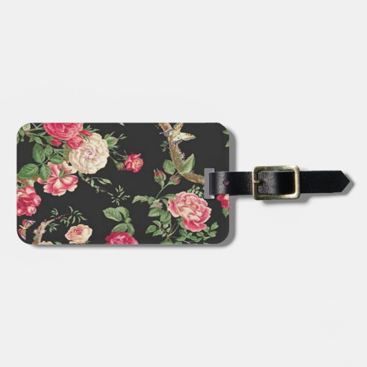 Custom Elegant Roze Rose Bagagelabel (Voorkant horizontaal)