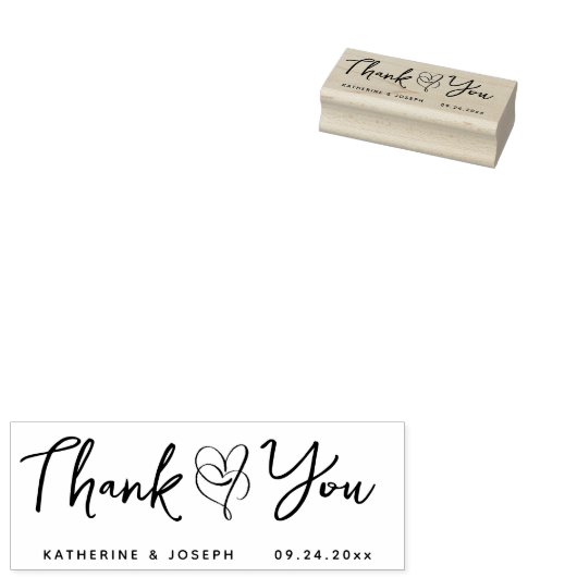CUSTOM ELEGANT & SCHATTIGE HART DANK U BRUILOFT RUBBERSTEMPEL (Gestempeld)