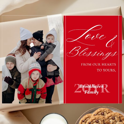 Custom Elegant Script 1 Family Photo Holiday Card Acryl Uitnodigingen