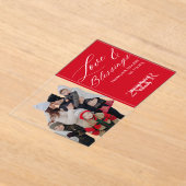 Custom Elegant Script 1 Family Photo Holiday Card Acryl Uitnodigingen (Laagn)