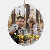 Custom Elegant Script 2-Sided Photo Christmas  Keramisch Ornament (Links)