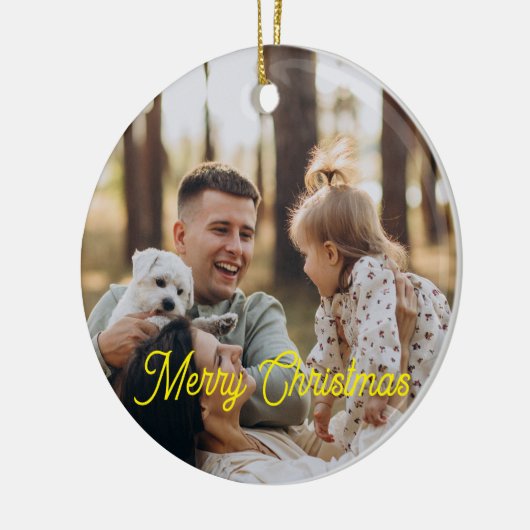 Custom Elegant Script 2-Sided Photo Christmas  Keramisch Ornament (Links)