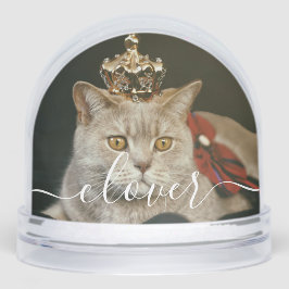 Custom Elegant Script Modern 2 Photo Pet Cat Sneeuwbol