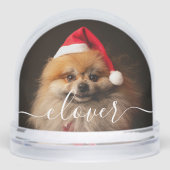 Custom Elegant Script Modern 2 Photo Pet Dog Sneeuwbol (Voorkant)