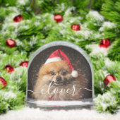 Custom Elegant Script Modern 2 Photo Pet Dog Sneeuwbol (Kerstmis)