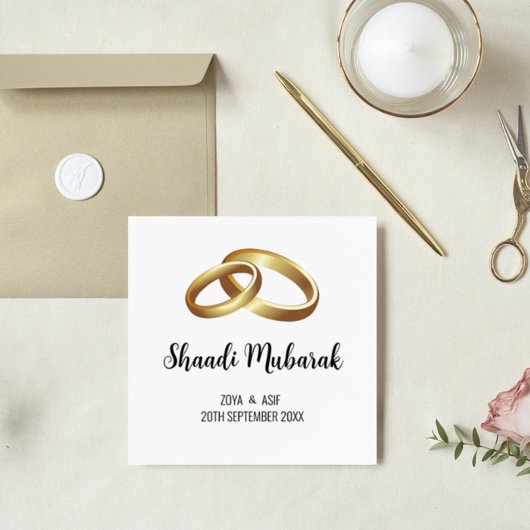 Custom Elegant Shaadi Mubarak Huwelijkscadeau Kaar Feestdagenkaart