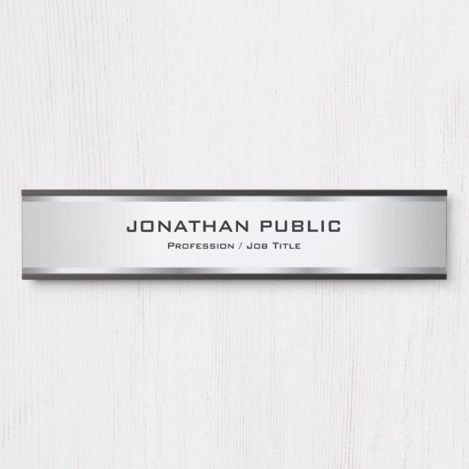 Custom Elegant Silver Metallic Look Luxury Deurbordje (Voorkant)