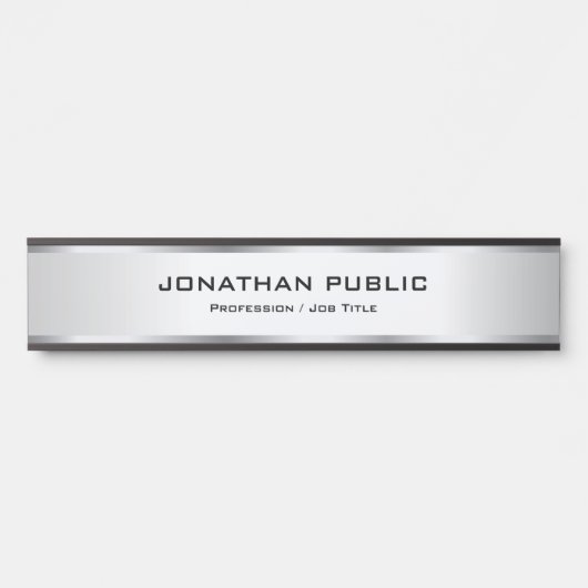 Custom Elegant Silver Metallic Look Luxury Deurbordje (Voorkant)