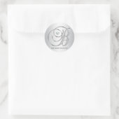 Custom Elegant Silver Monogrammed Initiaal Letter  Ronde Sticker (Tas)