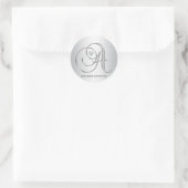 Custom Elegant Silver Monogrammed Initiaal Letter Ronde Sticker (Tas)