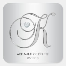 Custom Elegant Silver Monogrammed Initiaal Letter 