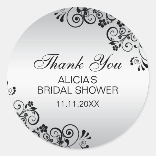 Custom Elegant Silver Vrijgezellenfeest dank u Ronde Sticker (Voorkant)