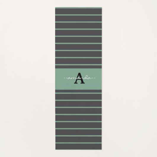 Custom elegant stripes black green practising yogamat (Voorkant)