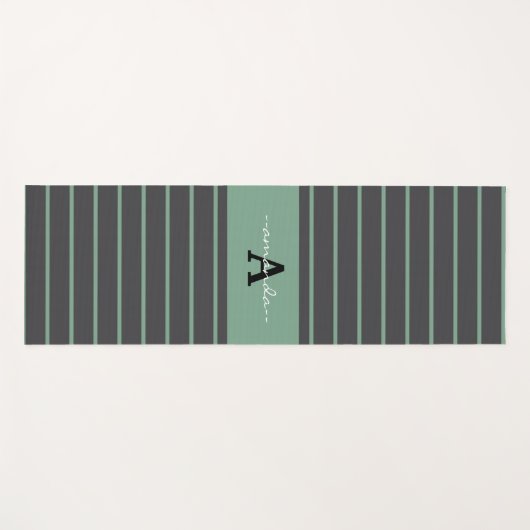 Custom elegant stripes black green practising yogamat (Voorkant (horizontaal))