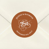 Custom Elegant Terracotta Dank u bruiloft gunst Ronde Sticker