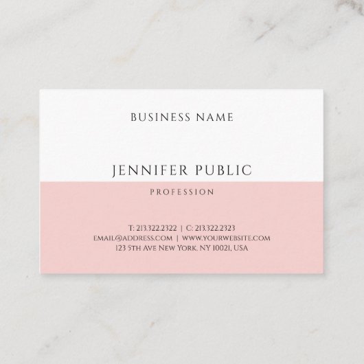 Custom Elegant Trendy Blush Roze Moderne Sjabloon Visitekaartje (Achterkant)