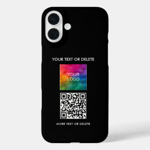 Custom Elegant Upload uw Business Logo QR-code iPhone 16 Plus Hoesje