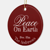 Custom Elegant Vakantie Rode Vrede op Aarde Keramisch Ornament (Links)