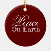 Custom Elegant Vakantie Rode Vrede op Aarde Keramisch Ornament (Achterkant)