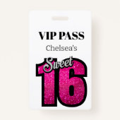 Custom Elegant Verjaardag Wit Zoet 16 VIP Badge (Voorkant)